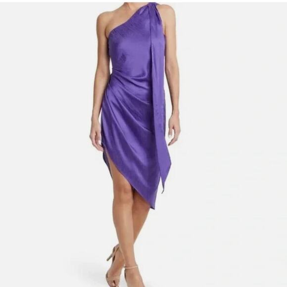 Ronny Kobo Dresses & Skirts - Ronny Kobo Purple Dress Size XL One Shoulder Satin Cocktail Wedding Guest Party